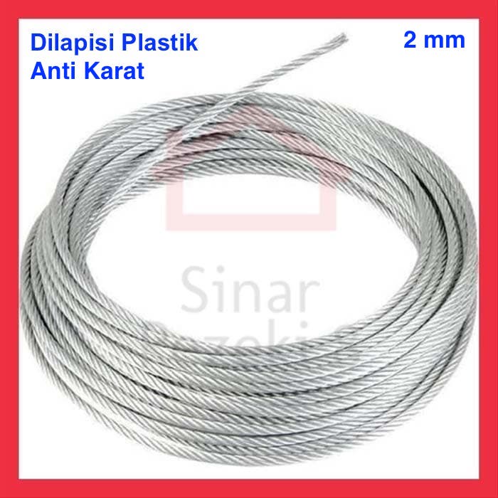 Jual Tali Kawat Baja Mm Anti Karat Lapis Plastik Pvc Cable Kabel