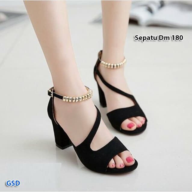 Sepatu Heels Merk Zara Kualitas Premium Terbaru " Heels Wanita I 9505EE  Dm180 Hitam/ Tali/Sandal