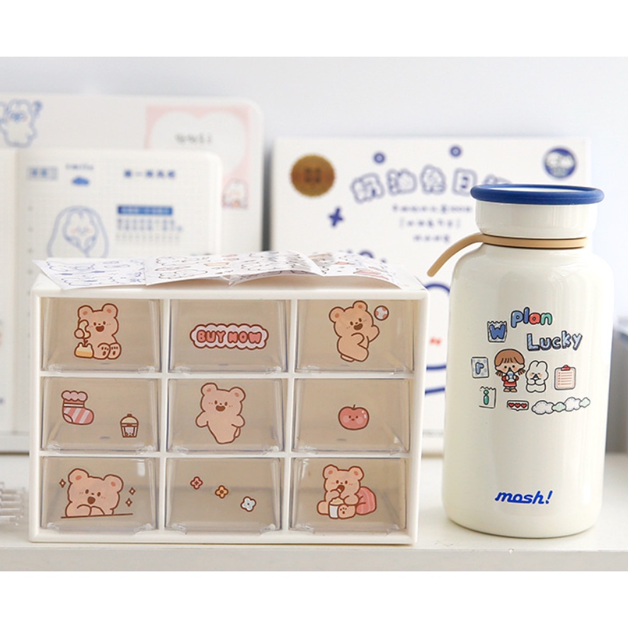 Stiker Aesthetic Cute Bear By Telado Design DIY Buku Tumblr Mini Box / 1 Pcs-3