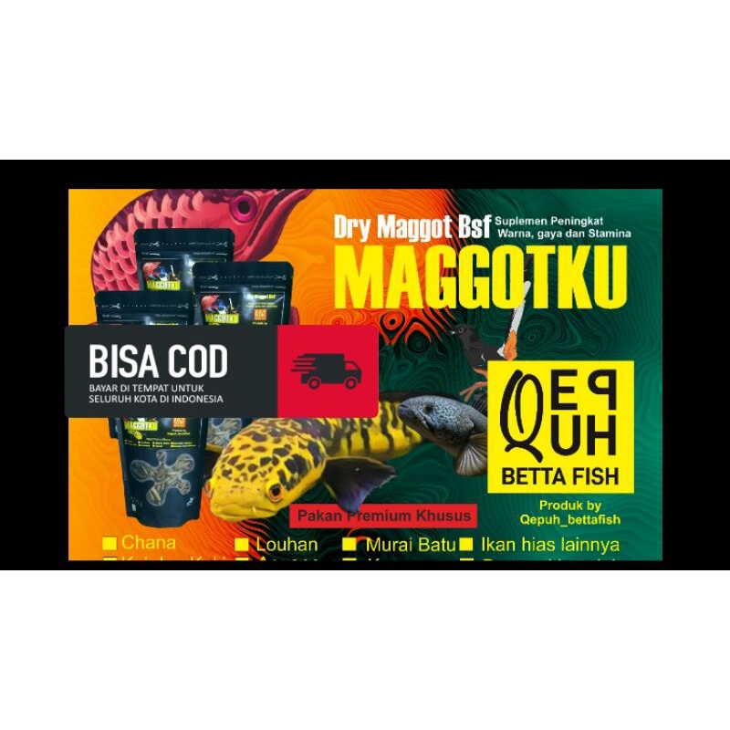 MAGGOT KERING  PAKAN IKAN PREDATOR PAKAN CHANA Yellow  MARU CHANA AURANTI CANA ANDRAO IKAN OSKAR IKA