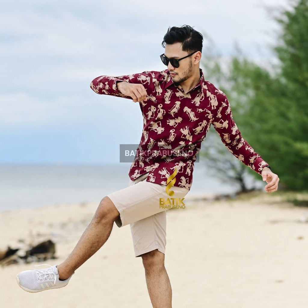 PRABUSENO // Wadyabala Kemeja Batik Slim Fit Original Ori Prabuseno Couple Seragam Kerja Casual Kant
