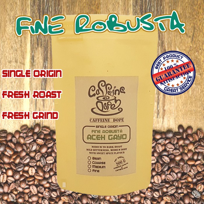 

Kopi Robusta Aceh Gayo 200 Gr -Fine Robusta- Bean/Biji & Ground/Bubuk