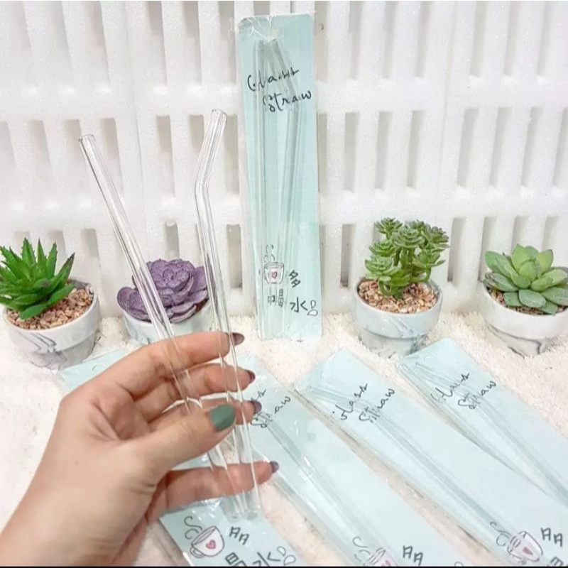 SEDOTAN KACA SET boba sedotan gelas kopi gelas aestetic