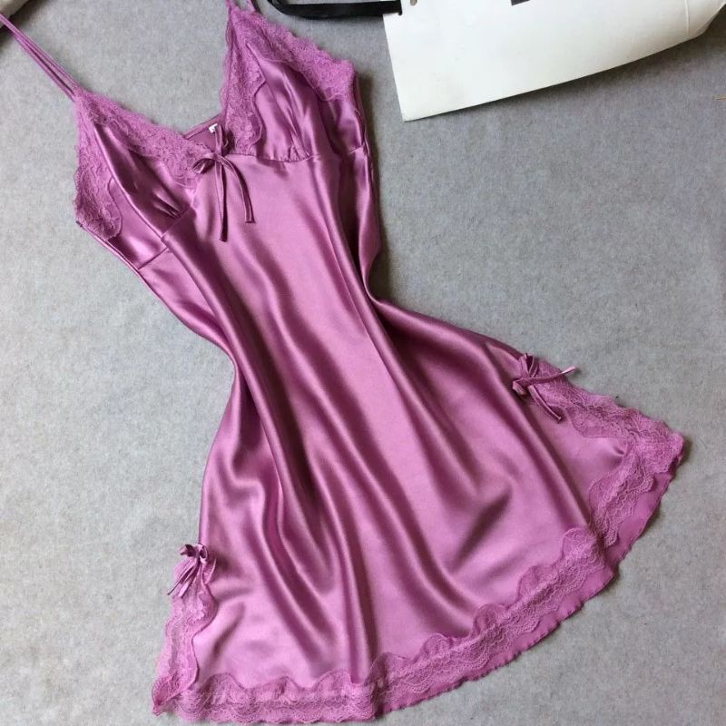 Set Lingerie Dress + G String Sexy Tanktop Satin Lace