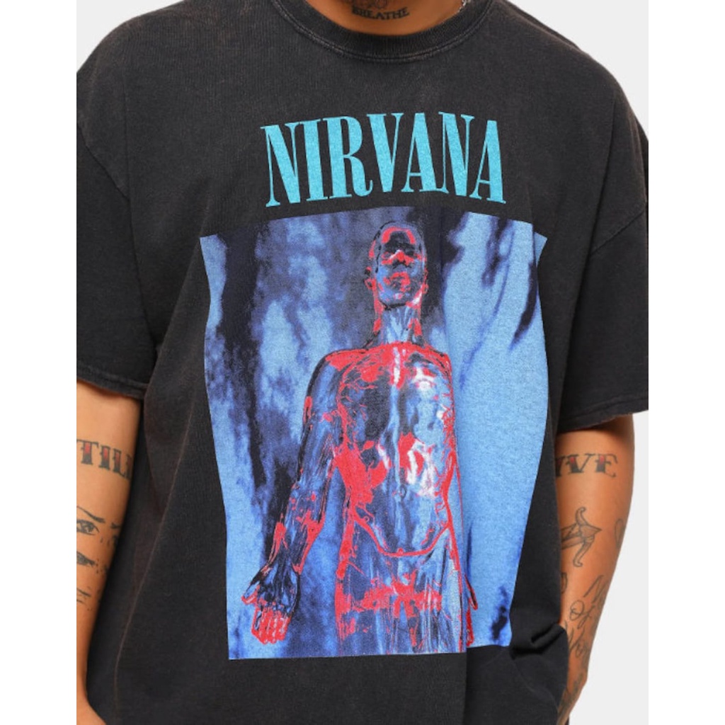 Kaos Premium Built Up Nirvana Sliver Vintage T Shirt Nirvana Vintage 90s Unisex Tee