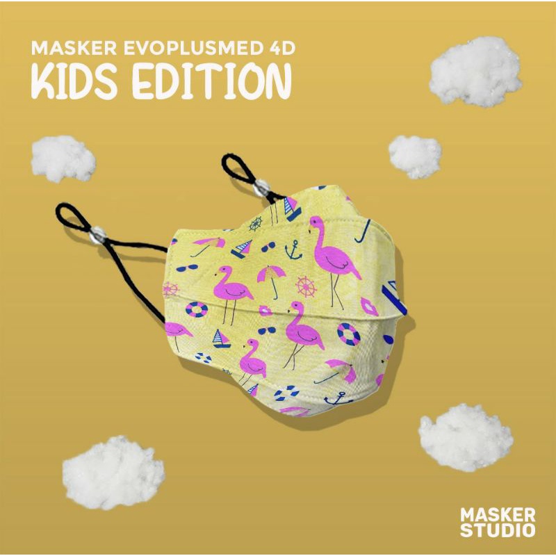 Masker Kain Anak 4D Evo PlusMed with Earloop (4 Ply) KIDS EDITIONS by Masker Studio