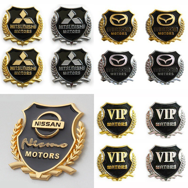 2pcs Stiker Emblem Logo Zaitun 3D Bahan Metal Untuk Dekorasi Pintu Samping Mobil