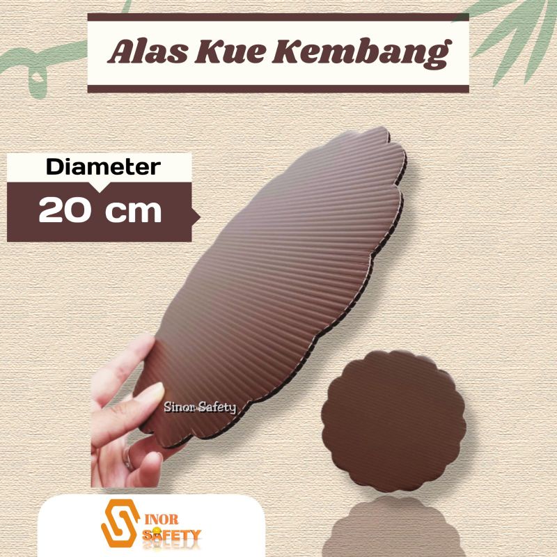 Alas Kue Kembang Diameter 20cm x 3mm Coklat Tatakan Plastik Impraboard