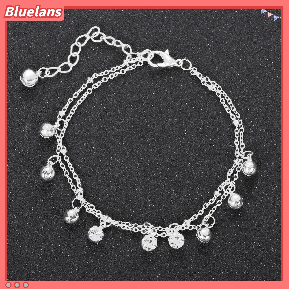 Bluelans Gelang Kaki Berlian Imitasi Model Double Layer Untuk Wanita