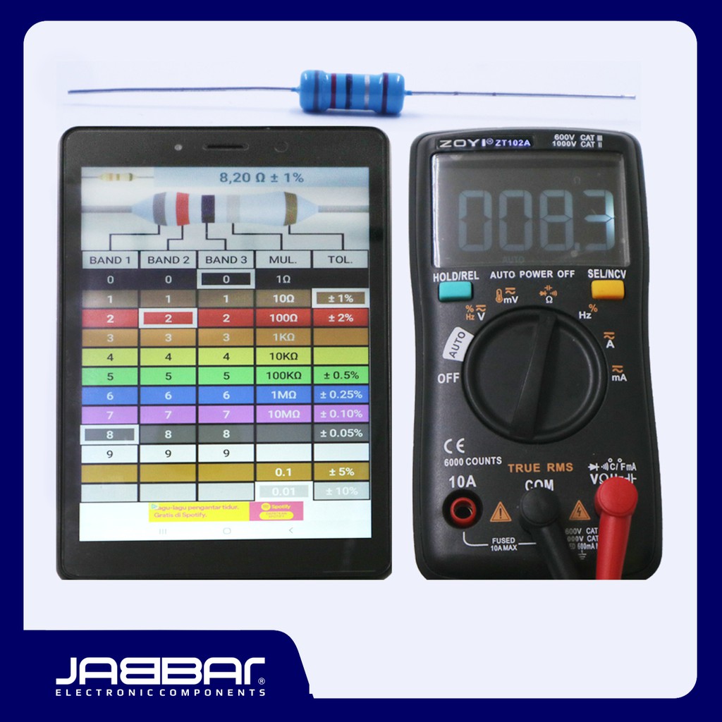 RESISTOR 8R2 OHM 1W 1% DIP (8,20 OHM) - BIRU - 10PCS