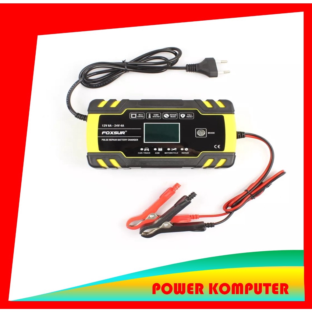 Car Battery Charger 12V 24V Fully Automatic Digital Display 12A/8A Smart Car Battery Charger Repair Lead Acid Puls Dry Wet