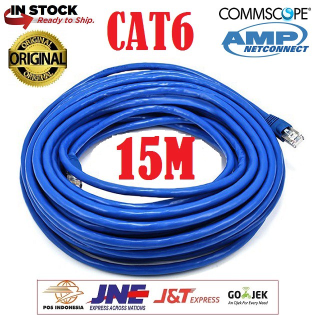 Kabel LAN Cat6 15M UTP AMP Commscope Original Siap Pakai 15 Meter