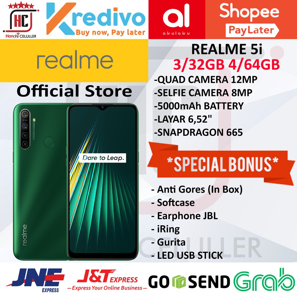 REALME 5I RAM 4GB 3GB INTERNAL 32GB 64GB 4/64GB 3/32GB GARANSI RESMI ORIGINAL FULL BONUS