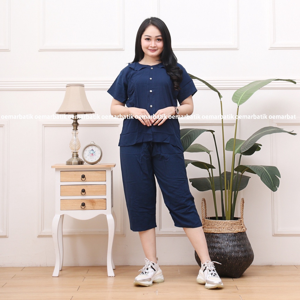 BAJU ONE SET DAILY OOTD PAJAMAS PIYAMA PAKAIAN TIDUR CELANA SETELAN POLOS  KEMEJA BAHAN KATUN RAYON