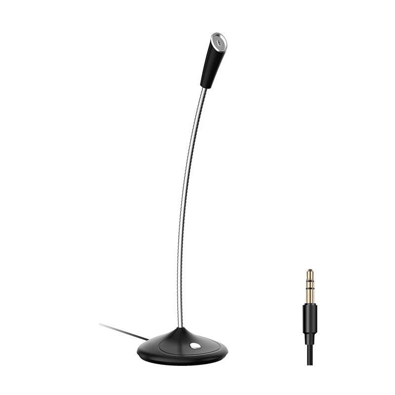 PC Standing Microphone On Off Mute Leher Tekuk Flexible Mic 3.5mm TRS