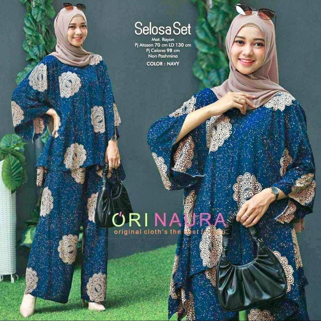 One Set Jumbo Waka Waka Selosa Setelan Wanita Rayon Premium  Set Celana Panjang Tie Dye Kekinian