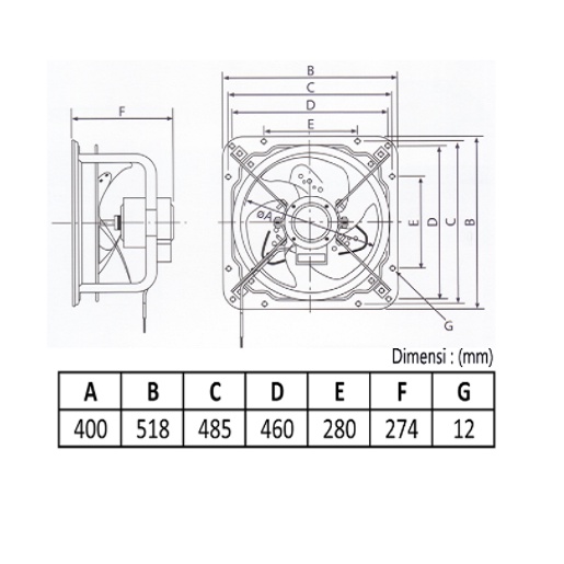 KDK 40GSC – Industrial Exhaust Fan 40cm Kipas Angin Hisap Kantor Gedung Pabrik