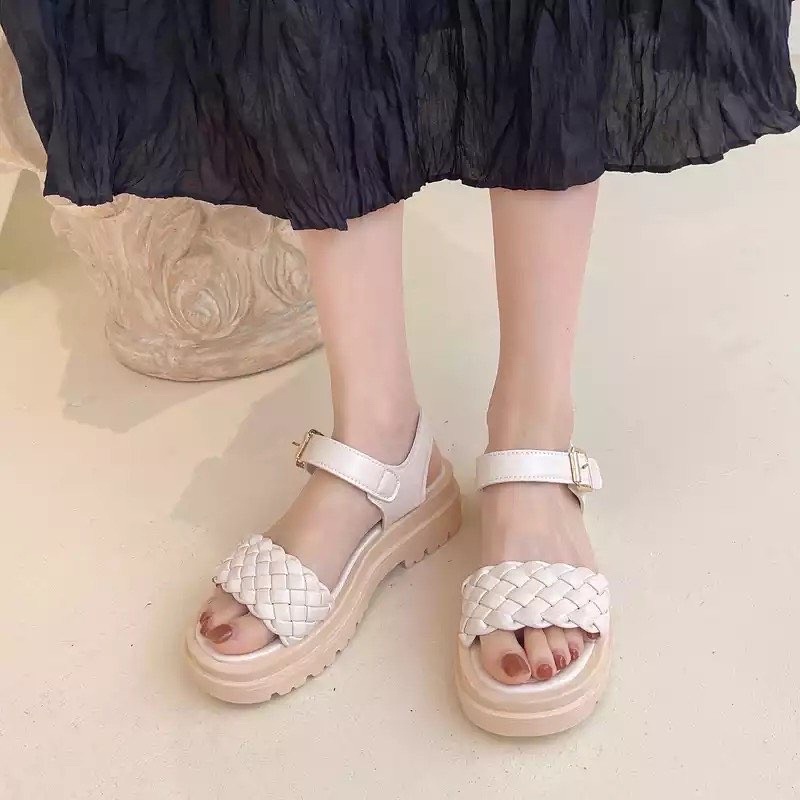 Nadilastuff Woven Platform Sandal Hak Tahu Wanita Premium