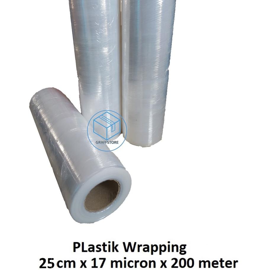 

Plastik Wrapping 25 cm x 17 Micron x 200 meter / Stretch Film Tebal transparan plastik wrap original