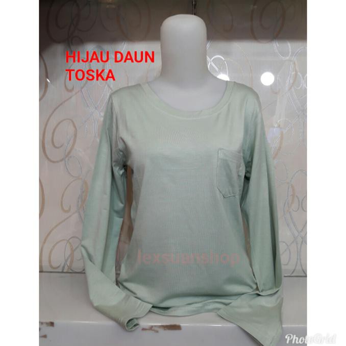 promo kaos cew/atasan cewek/kaos polos cewek lengan panjang / leher o terbaru