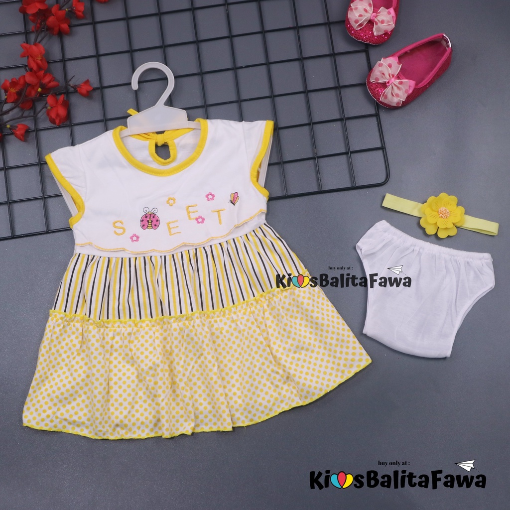 [GRATIS BANDO] Setelan Bayi Imut size 0-12 Bulan / Baby New Born Baju Dress Anak Perempuan Motif