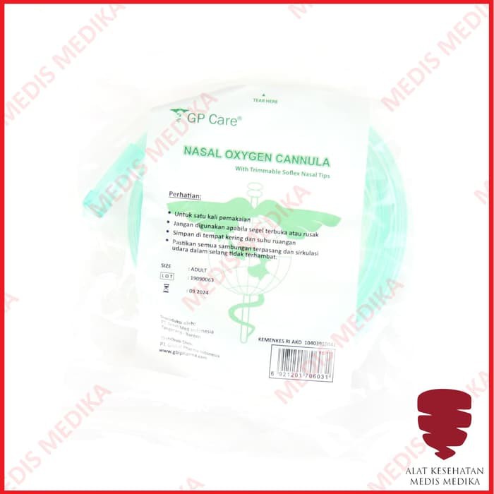 Nasal Oxygen Cannnula Adult GP Care Selang Kanul Oksigen Hidung Dewasa