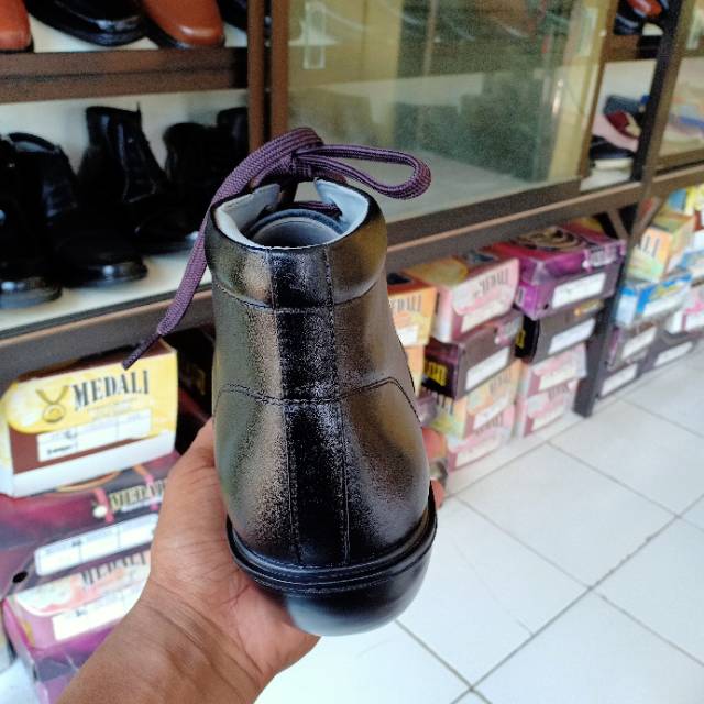 MANDIENS  SJK142 - Sepatu Boots Kulit Asli Medali - Sepatu Kulit Pdh Tni Polri Jenggel Gaya Kobo