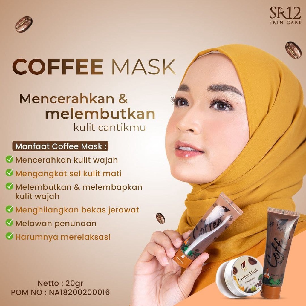 COFFEE MASK SR12 Masker Kopi Untuk Wajah Cerah Halus Bebas Minyak Usir Komedo Flek Hitam BLILA