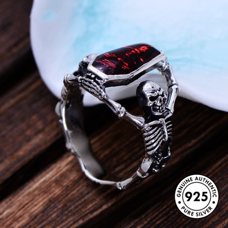 Cincin Bahan S925 Silver Gaya Punk Vintage