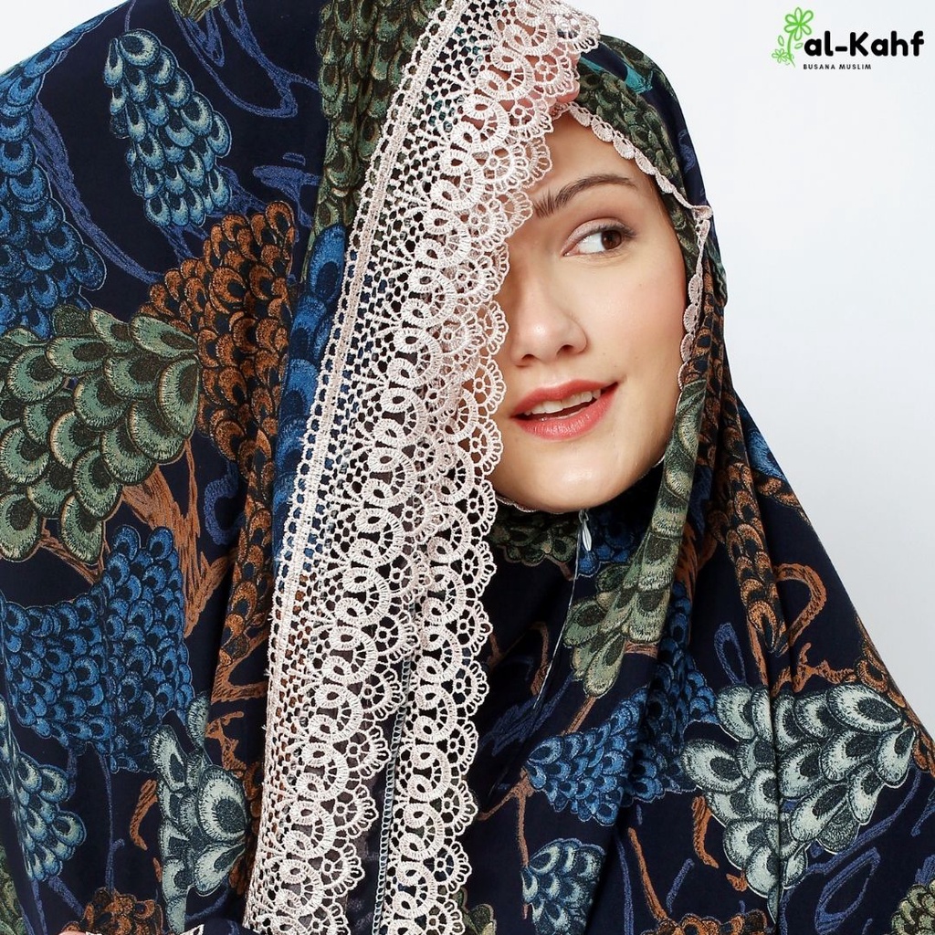 Alkahf.BM - [IMPORT] Mukena Traveling Dewasa 2in1 Rayon Viscose Motif abstrak Bulu Merak