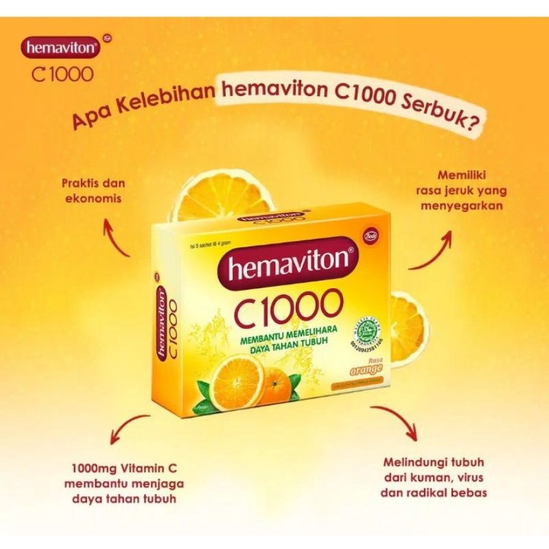 Hemaviton C1000 Rasa Jeruk Minuman Serbuk Vitamin C 1000mg Minuman Daya Tahan Tubuh Shopee Indonesia