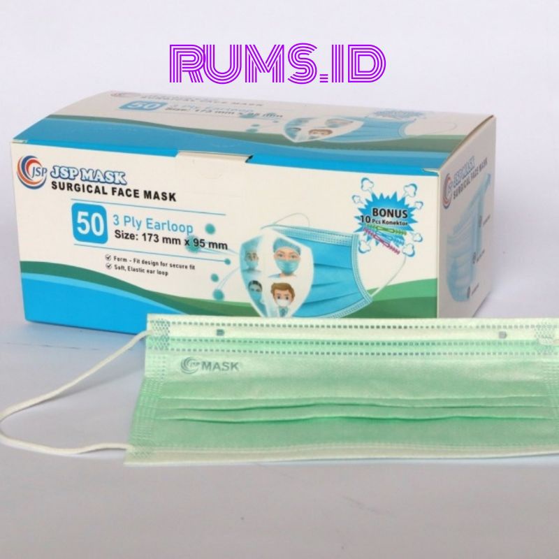 Masker JSP cantol Hijau isi 50pcs / Masker Hijau 3ply