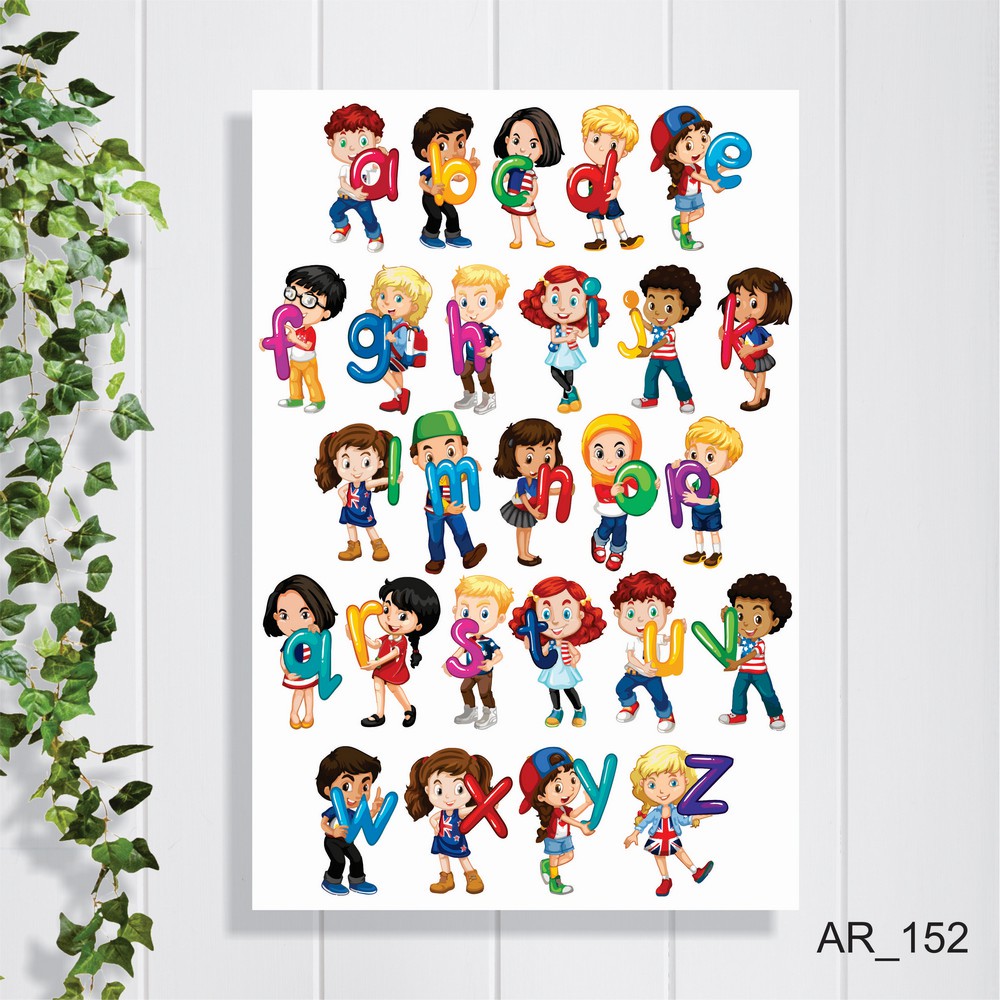ar152 Pajangan hiasan dinding rumah walldecor animasi lucu media belajar huruf abjad