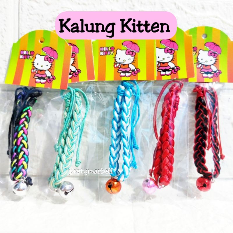 Kalung Kucing Kitten Kepang Polos Lonceng 12mm