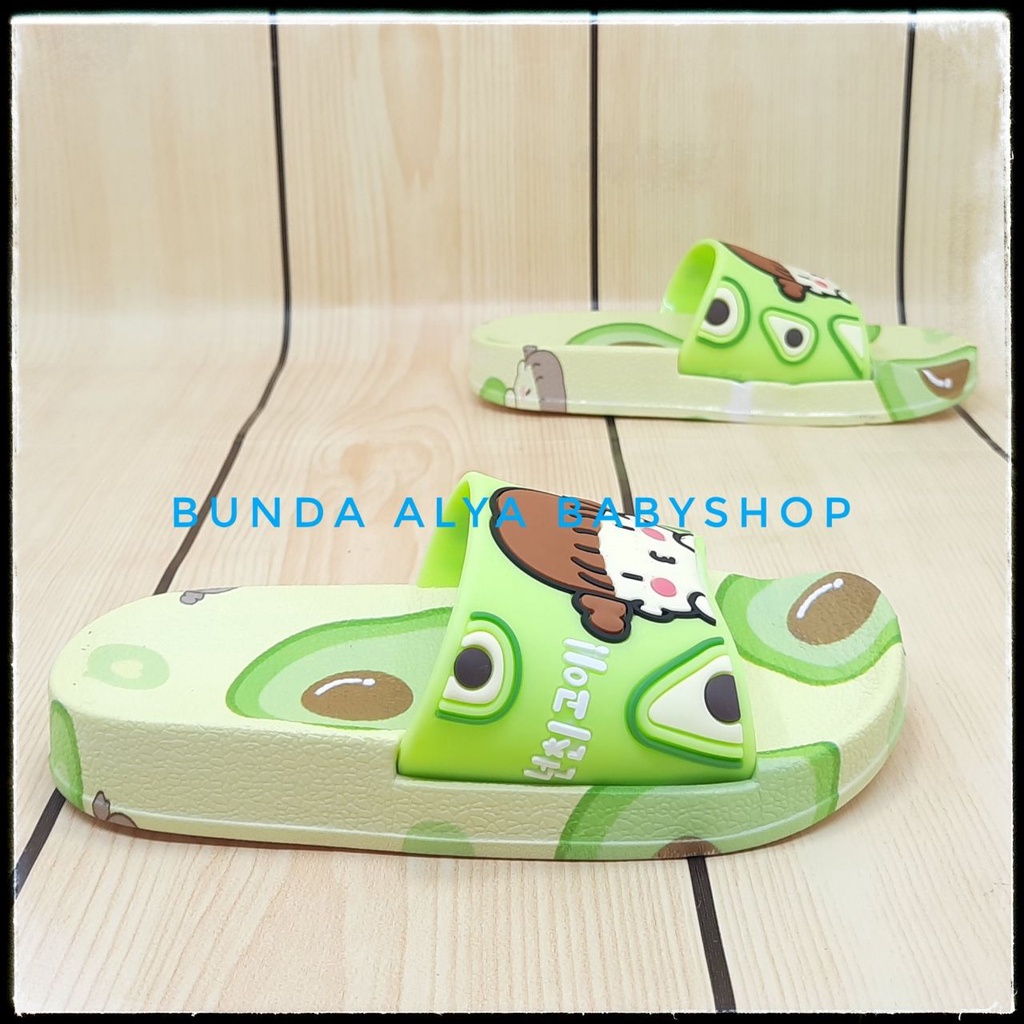 Sandal Anak Perempuan IMPORT Umur 2 - 7 Tahun Motif Kartun HIJAU Elastis - Sendal Anak Cewek Elastis Anti Licin Size 24 - 35