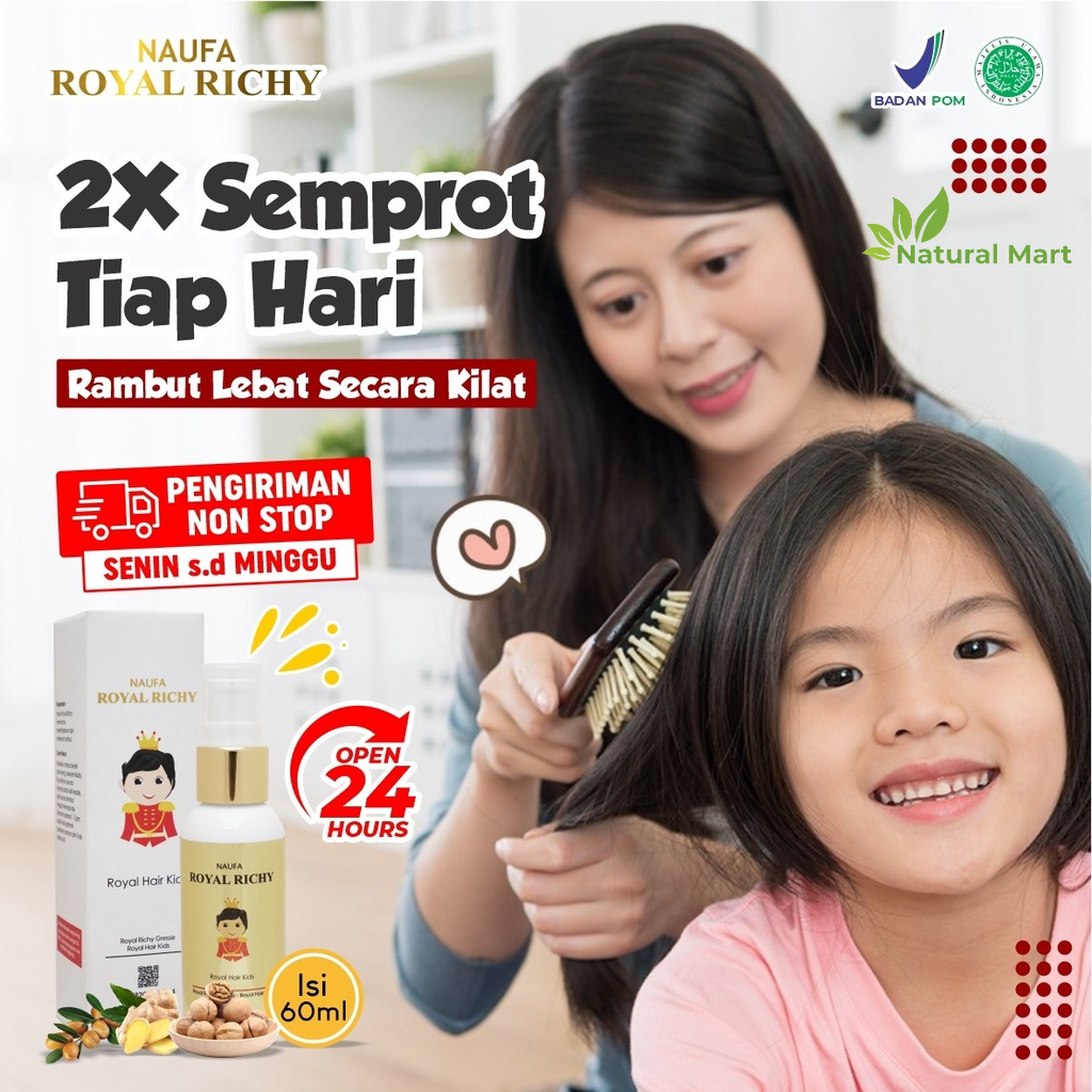 Naufa Royal Richy - Original Serum Multivitamin Minyak Kemiri Penumbuh Penyubur &amp; Penebal Rambut Anak Bayi &amp; Dewasa Isi 60ml