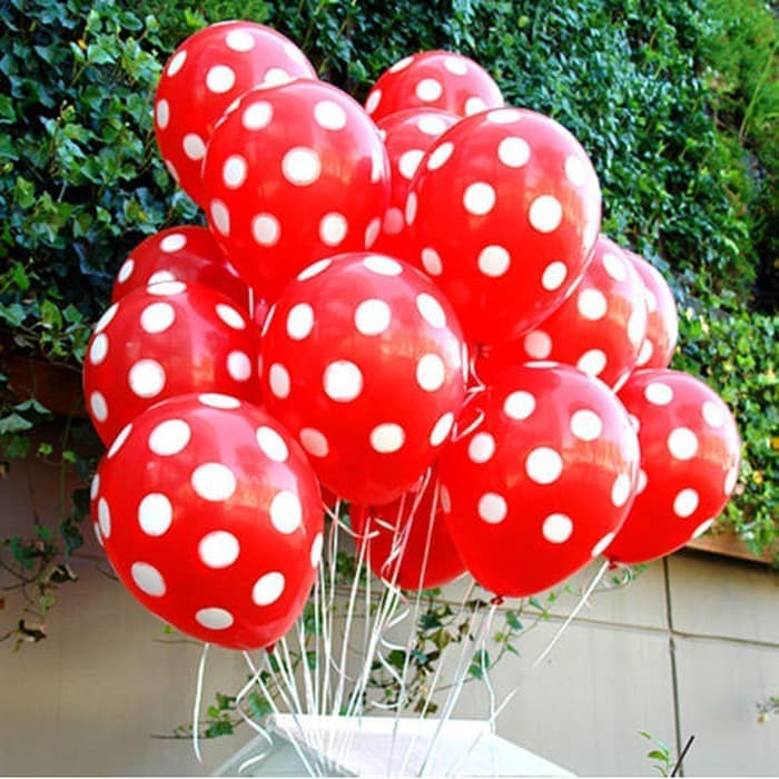 Balon Polkadot merah isi 100pcs