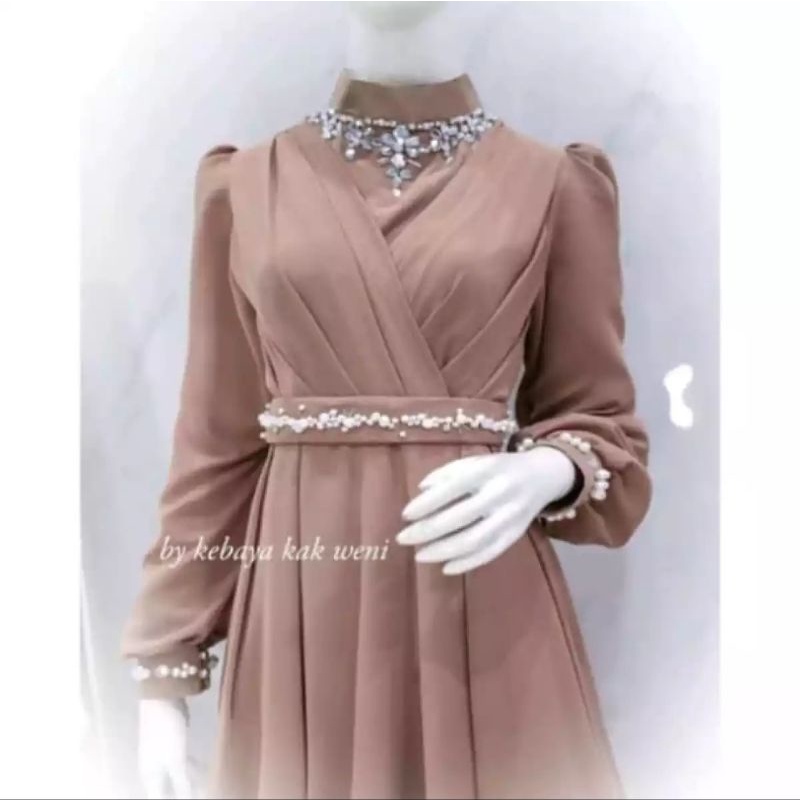 baju Gamis Gaun Dress muslim pesta kondangan lamaran nikah wanita terbaru 2022 lebaran modern elegan elegant cantik mewah kekinian kece / Baju busana muslim muslimah lebaran wanita remaja dewasa terbaru 2022 ukuran jumbo-1