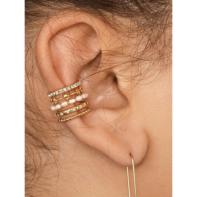 1pc Anting Klip Tanpa Tindik Hias Mutiara Bahan Zirkon Untuk Pria Dan Wanita