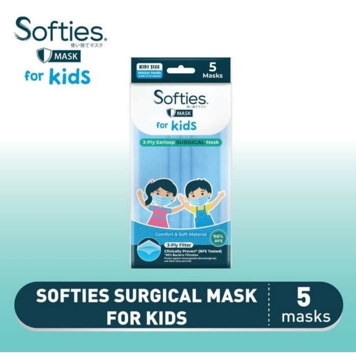 Masker Softies Surgical for Kids 5 pcs (Anak)