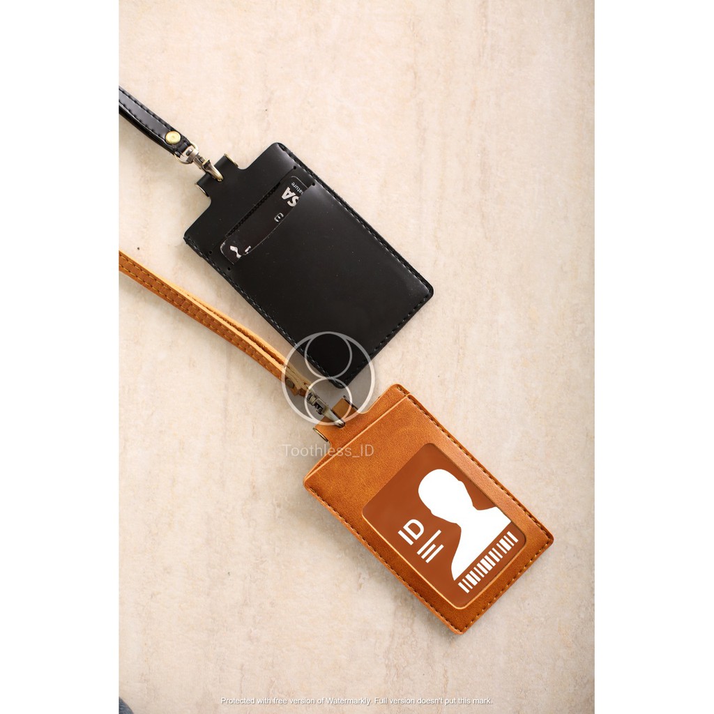 

LANYAR DAN NAME TAG ID CARD HOLDER KALUNG PREMIUM ID BADGE LEATHER CLIP GANTUNGAN MAGNET IDENTITAS
