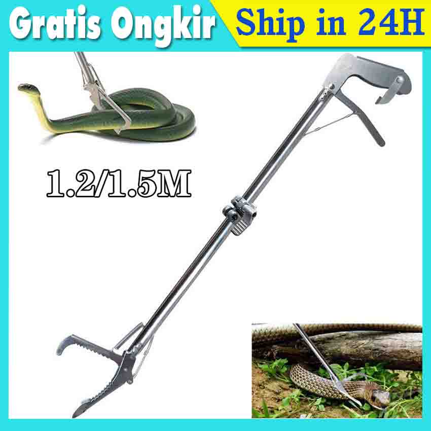 Grab stick Silver Stainless / Plastik/ Tongkat Jemuran Alat Penjepit Sampah & Penangkap Ular