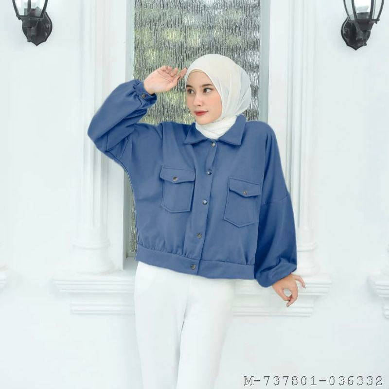 OUTERWEAR WANITA JAKET OLIN BUTTON FLEECE VTSU-166 warna: mocca, putih , cream, hijau mint, ungu mud