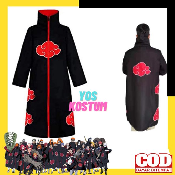 Kostum Jubah Akatsuki Naruto Itachi Uchiha Dewasa Anime Cosplay Manga Import Anak Tanggung