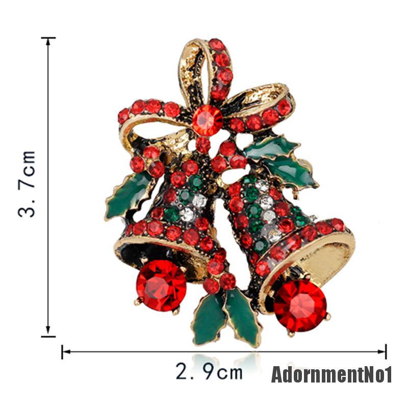 (Adornmentno1) 1pc Bros Pin Bentuk Lonceng Natal Aksen Berlian Imitasi Inlaid Untuk Wanita