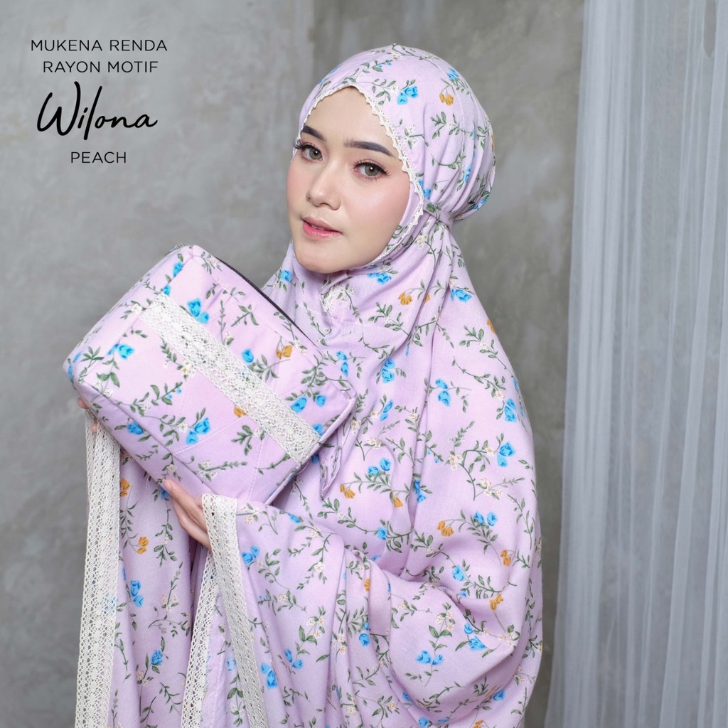 PUSAT MUKENA TASIK - MUKENA DEWASA RENDA RAYON MOTIF WILONA