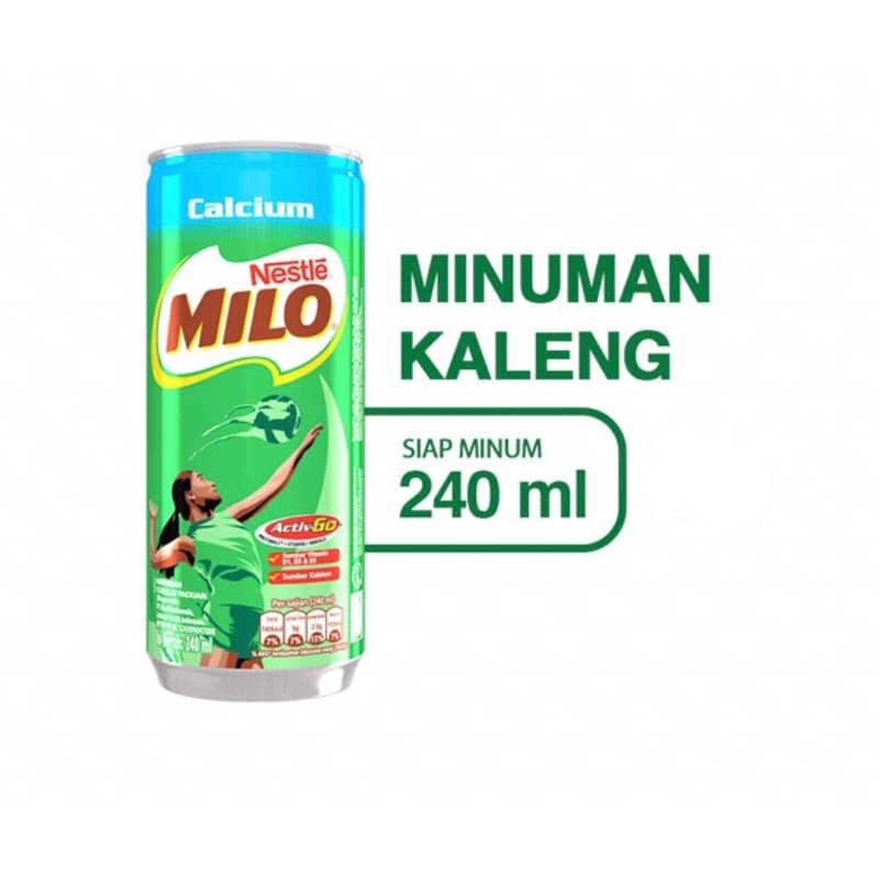 Milo kaleng calcium 240 ml ( susu milo siap minum )