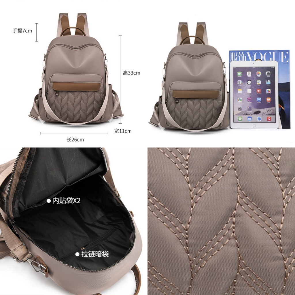 TAS RANSEL WANITA ANTI AIR IMPORT CEWEK GENDONG PUNGGUNG TA605B7 CECILE BACKPACK KHAKI KOREA SEKOLAH KULIAH KERJA PREMIUM REMAJA KEKINIAN MURAH BATAM FASHION BRANDED