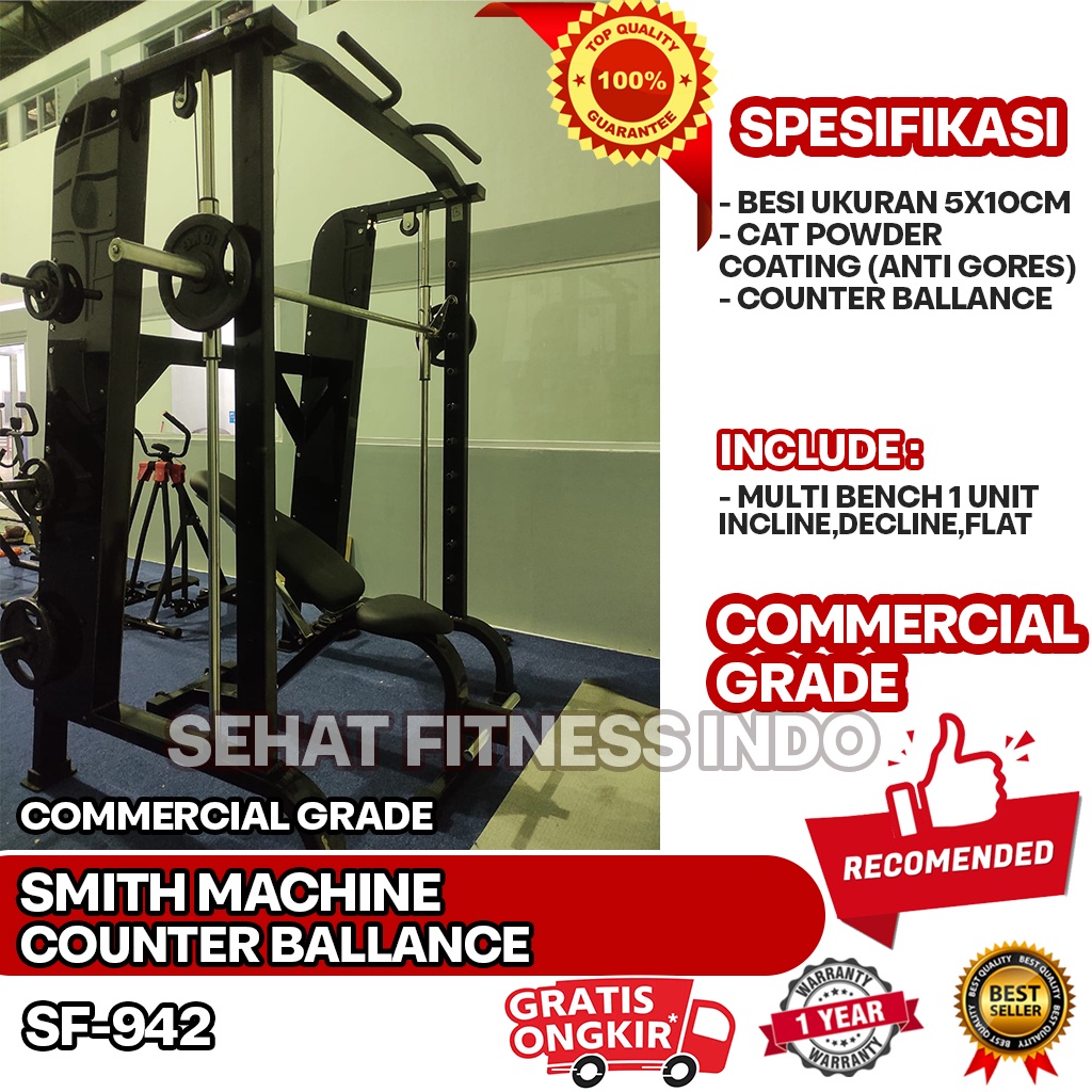 Alat Fitness Smith Machine Komersial Grade - Bench Press Multifungsi Commerecial Grade