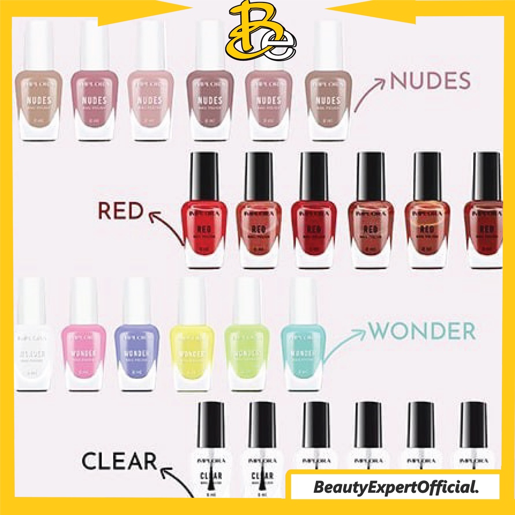 ⭐️ Beauty Expert ⭐️ IMPLORA Nail Polish NEW Kutek Red|Clear|Nudes - 6PCS BPOM